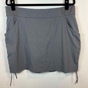 Columbia Women’s Cinch Sides Athletic Skort Skirt Gray Pull On Pockets Lined  XL